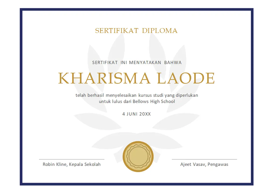 Sertifikat diploma modern simple