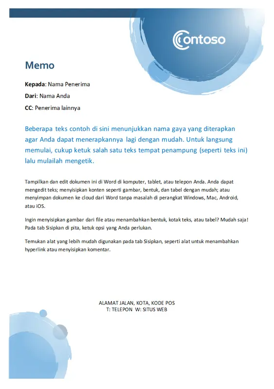 Memo lingkaran biru modern simple