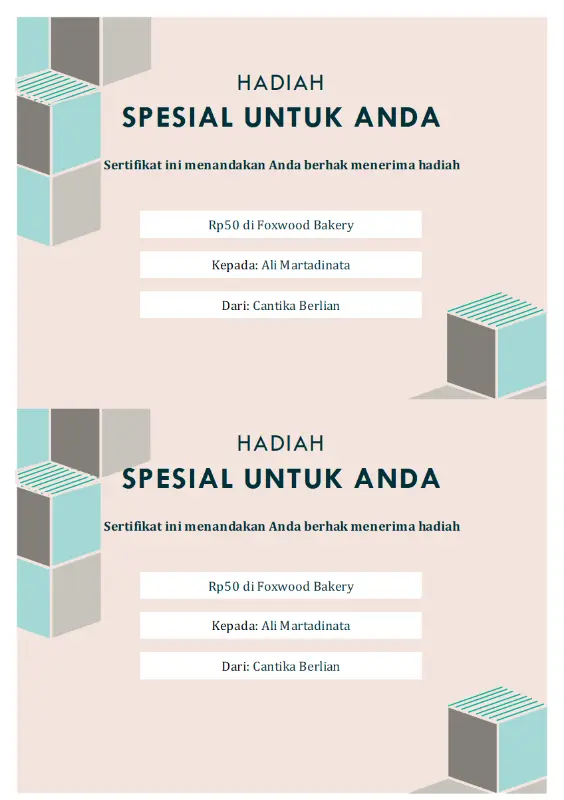 Sertifikat hadiah pink modern-geometric