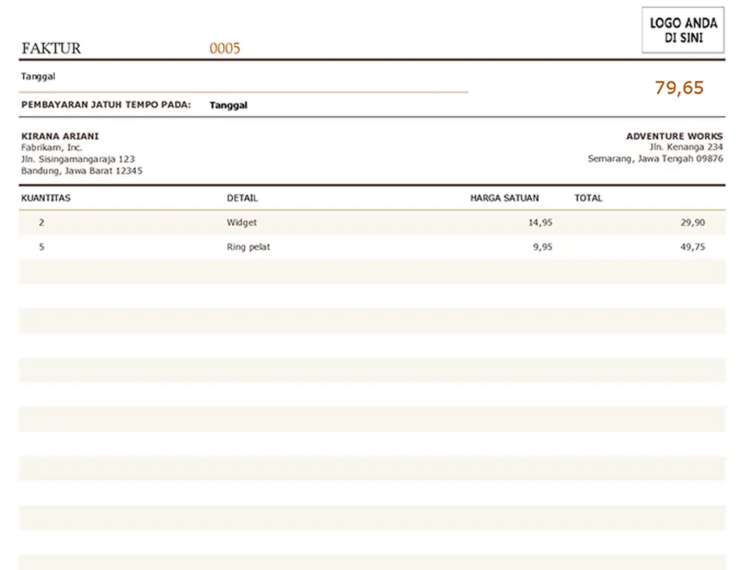 Faktur tagihan modern simple