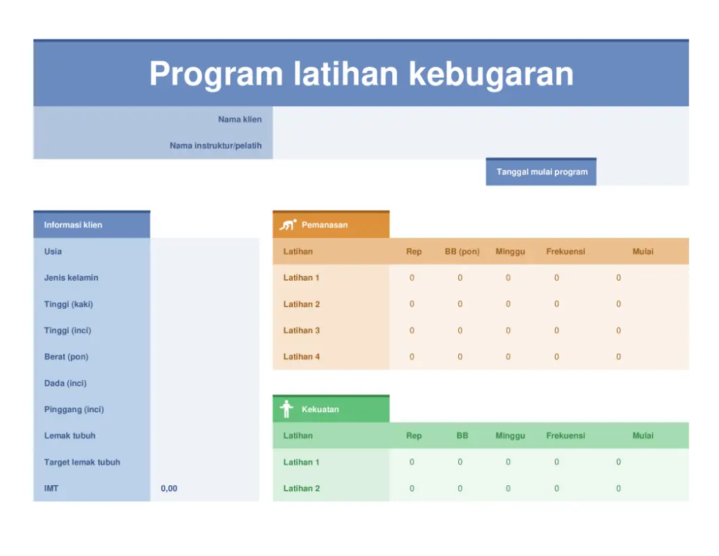 Perencana latihan blue modern simple