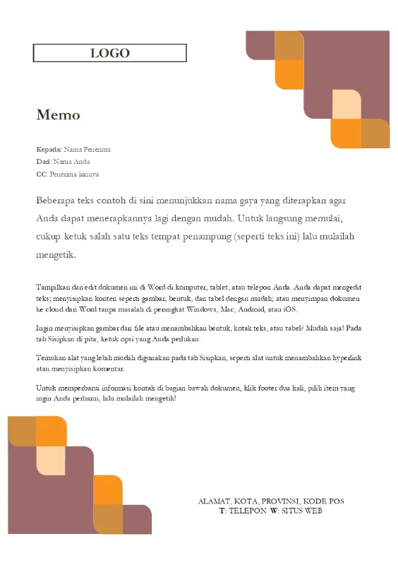 Memo sudut dan kurva brown modern simple