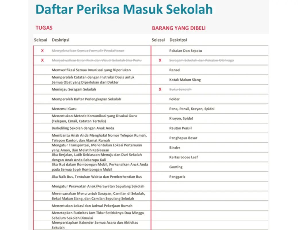 Daftar periksa masuk sekolah blue modern simple