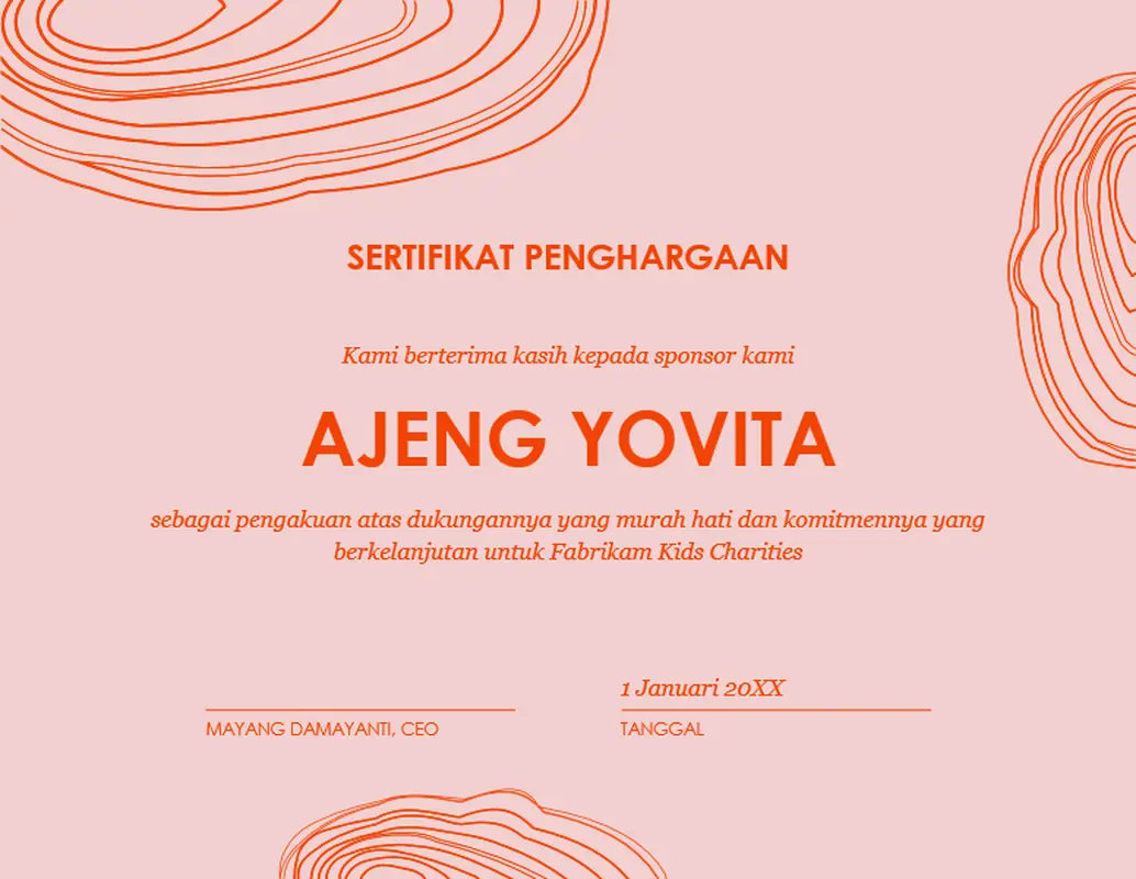 Sertifikat penghargaan sketsa spiral  organic-simple