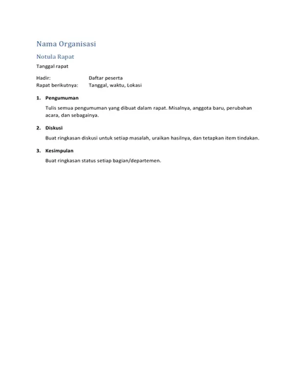Notula rapat (formulir pendek)
