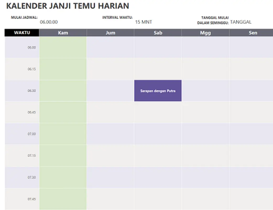 Kalender janji temu harian