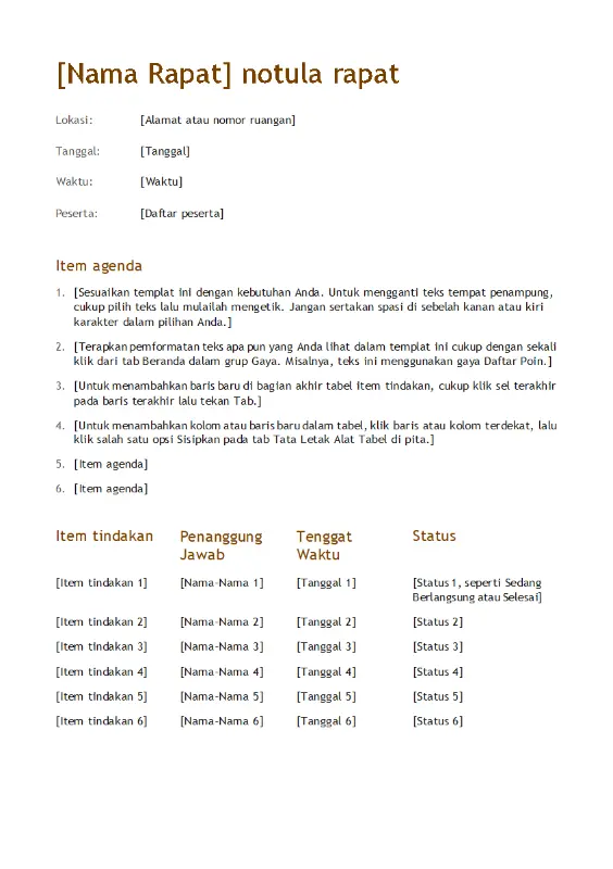 Notula rapat (sederhana) modern simple