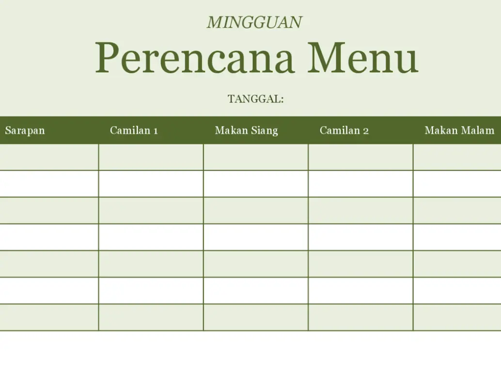 Perencana Menu Mingguan green modern-simple