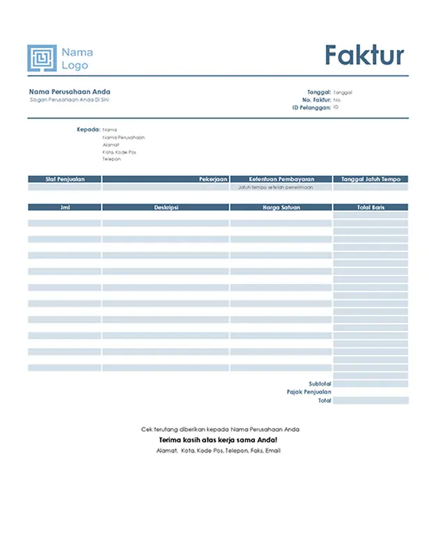 Faktur jasa (desain Biru Sederhana) modern-simple