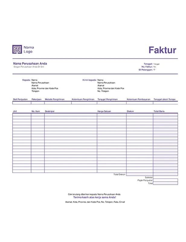 Faktur penjualan (desain Garis Sederhana) modern-simple