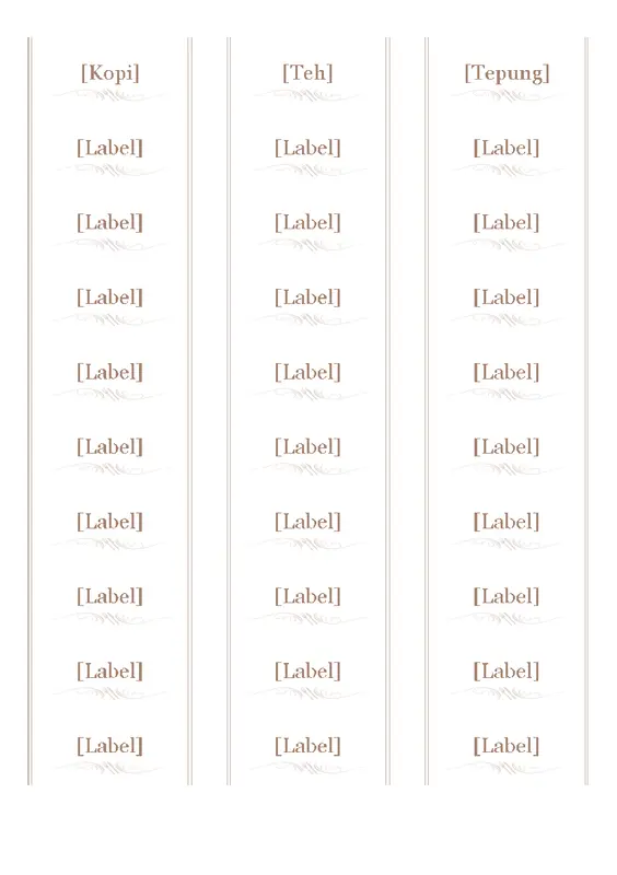 Label stoples (desain Perabotan, 30 per halaman, cocok dengan Avery 5160) whimsical line