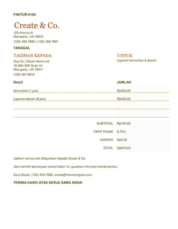 Faktur (lembar kerja) modern simple