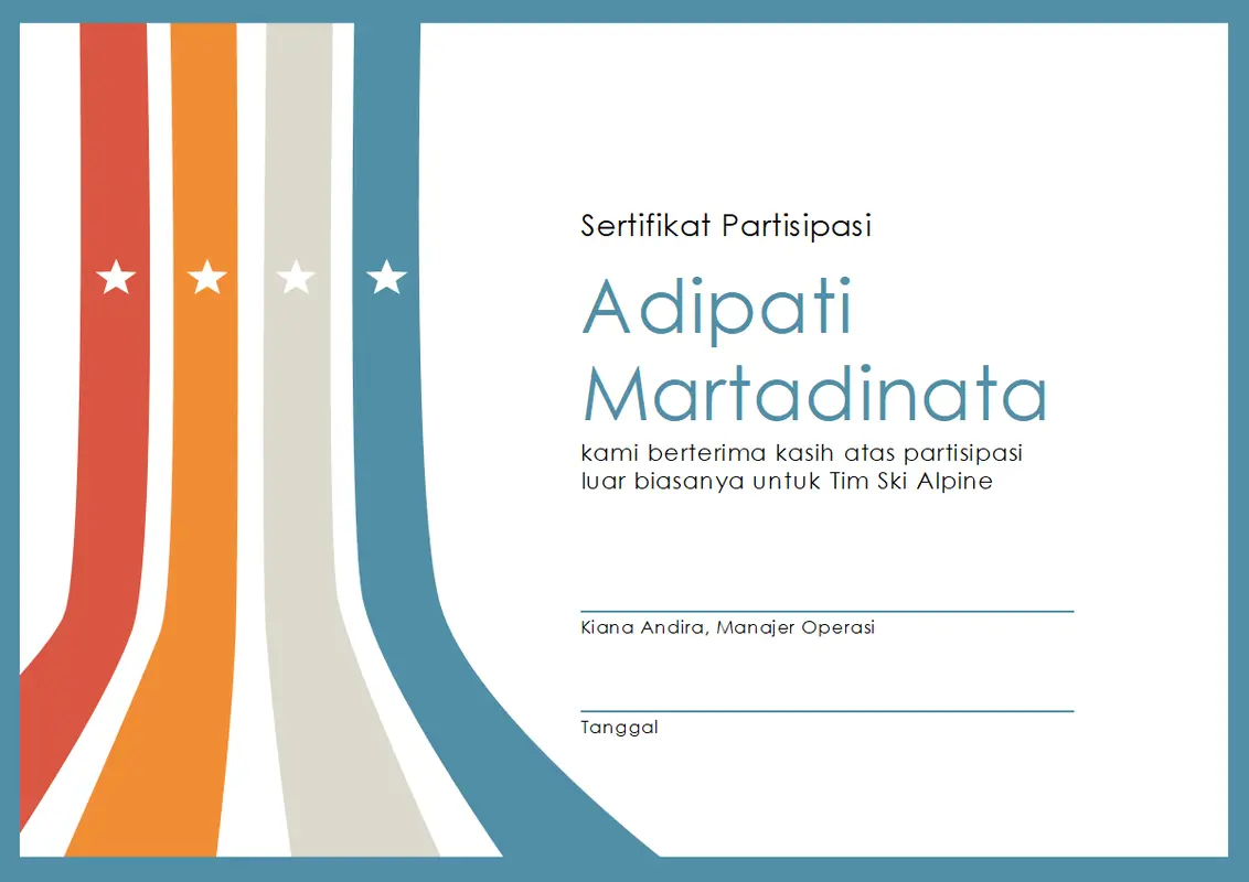Sertifikat tanda partisipasi modern-simple