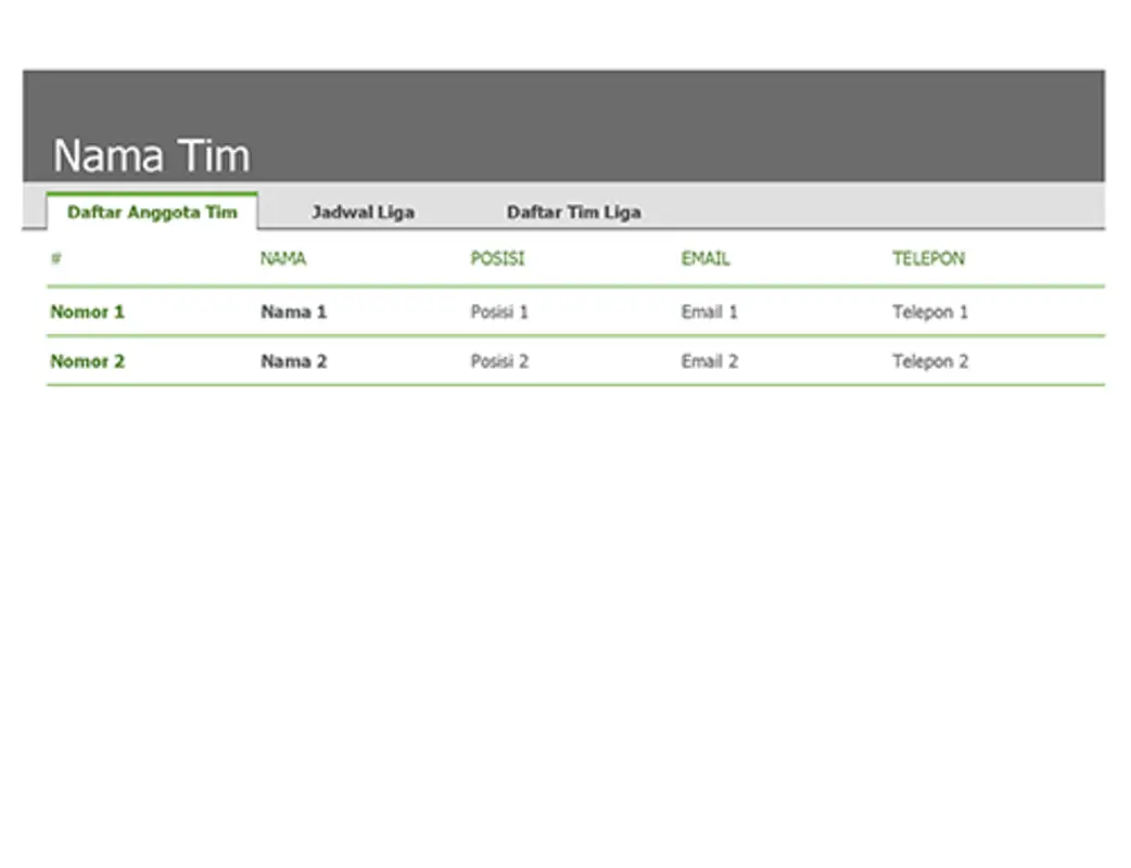 Daftar pemain dan jadwal olahraga gray modern-simple