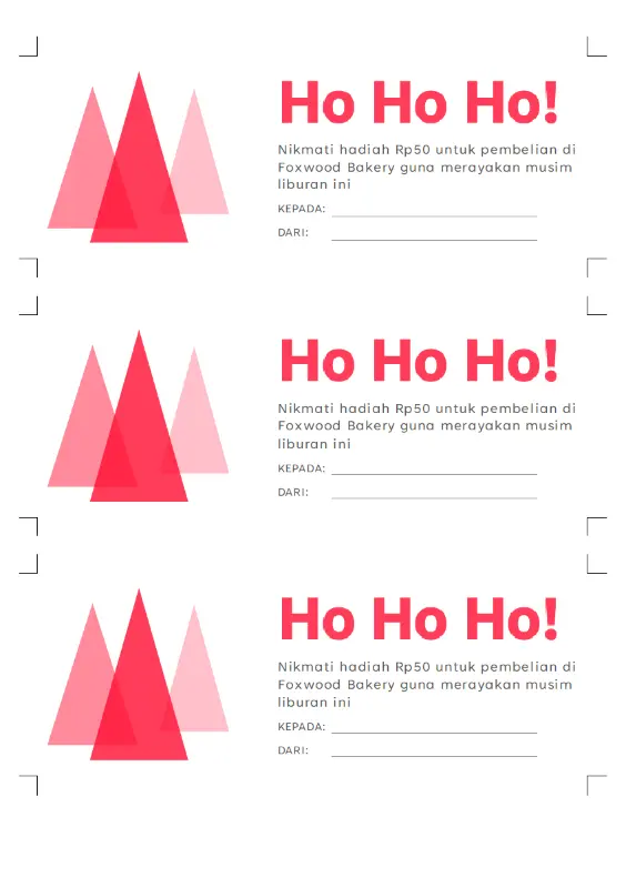 Ho Ho Ho! kupon hadiah liburan  pink modern-simple