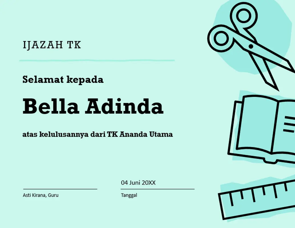 Sertifikat ijazah TK modern bold