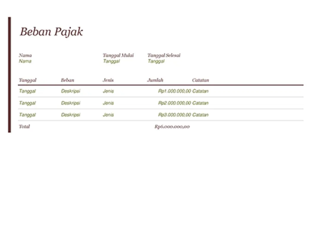 Jurnal beban pajak modern-simple