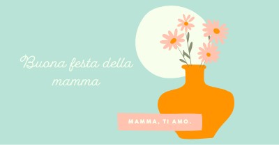 Mamma, ti amo blue whimsical-line