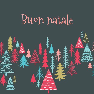 Buon natale green whimsical-line