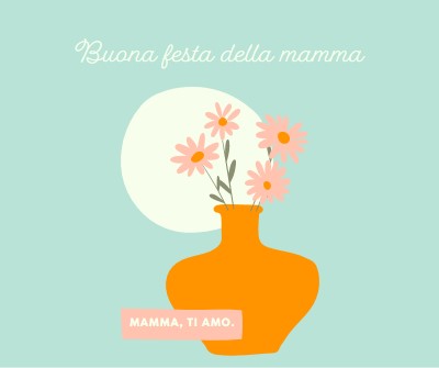 Mamma, ti amo blue whimsical-line