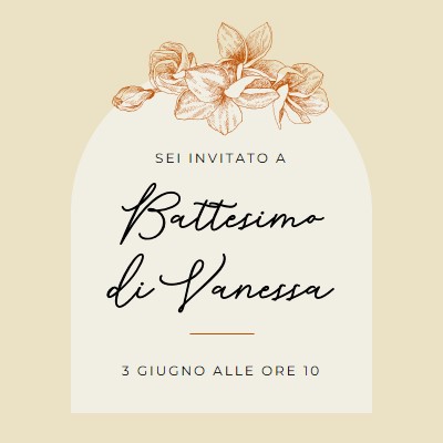 Invito al battesimo yellow vintage-botanical