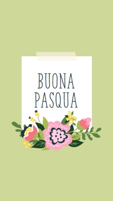 Fiori di Pasqua green whimsical-line