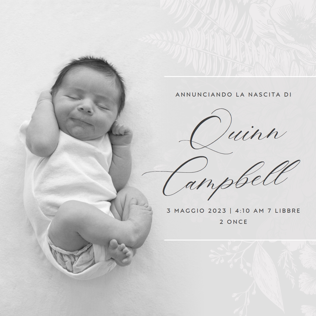 Annunciando la nascita di gray modern-simple