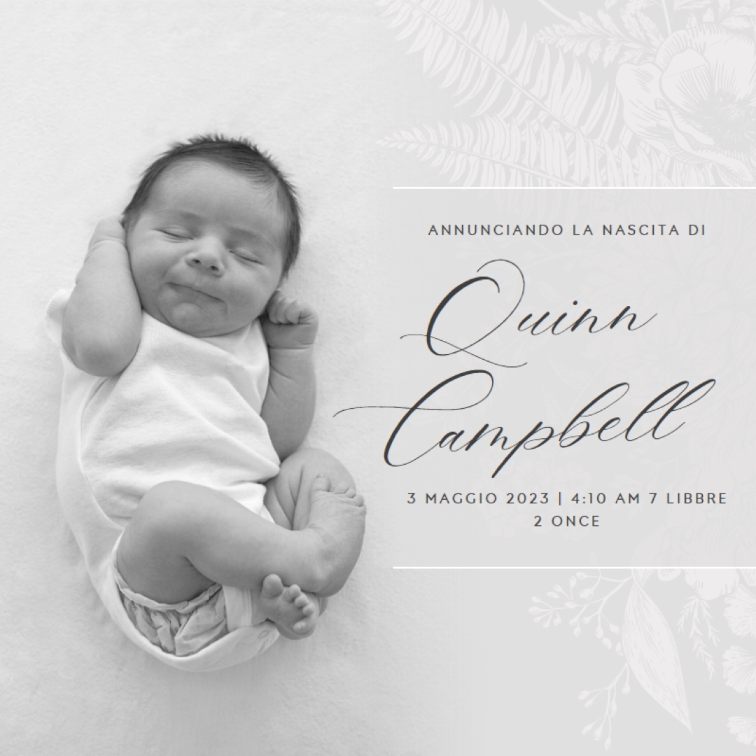 Annunciando la nascita di gray modern-simple