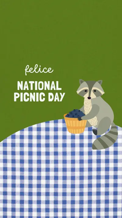 Happy National Picnic Day green whimsical-color-block