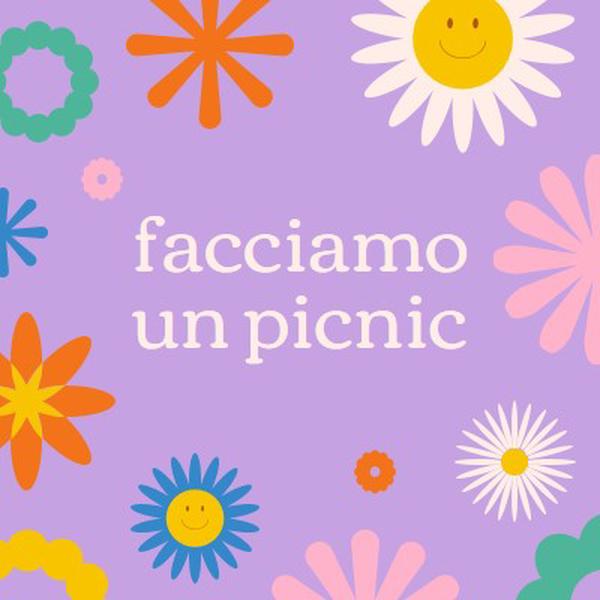 Facciamo un picnic purple retro,playful,graphic,floral,bright