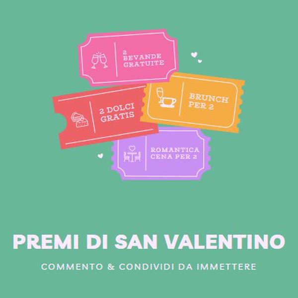 Omaggio a San Valentino green bright,playful,tickets,retro,shape,overlapping