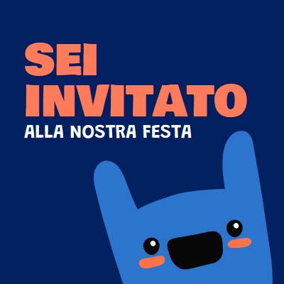 Sei invitato alla nostra festa blue whimsical,bold,monster