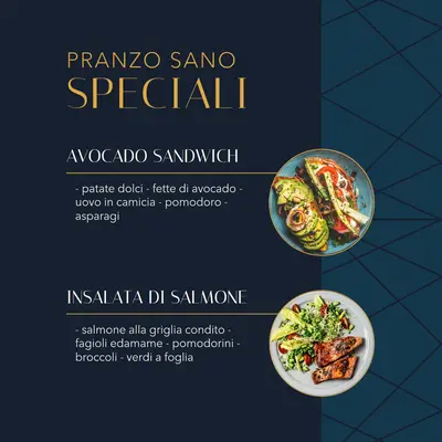 Offerte speciali per il pranzo salutare blue elegant,simple,geometric