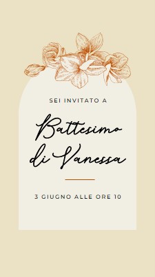 Invito al battesimo yellow vintage-botanical