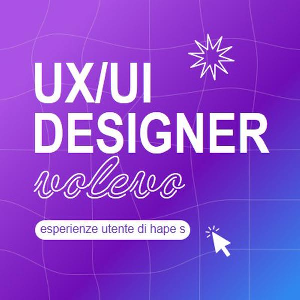 Ui/UX designer wanted purple bold,playful,digital,grid,neon,gradient
