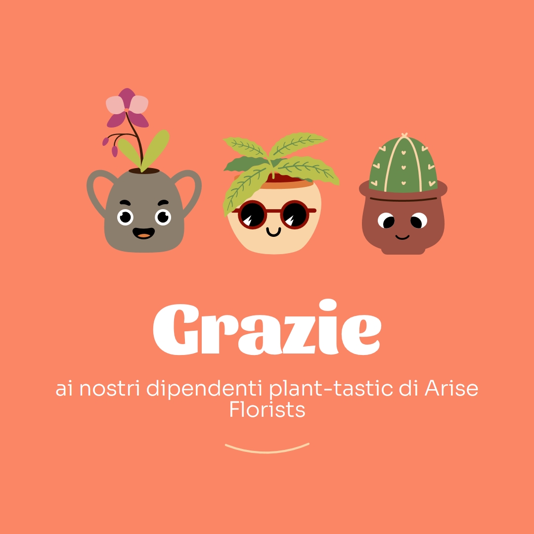 Biglietto di ringraziamento per i dipendenti orange bright,simple,plants,cute,fun,graphic