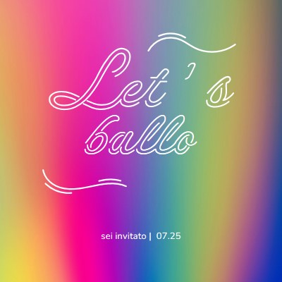 Balliamo, sei invitato pink bold,bright,typographic