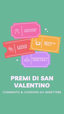 Omaggio a San Valentino green bright,playful,tickets,retro,shape,overlapping