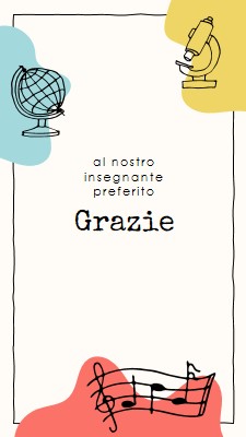 Biglietto di ringraziamento dell'insegnante di scuola gray clean,colorful,sketch,asymmetrical,school,shape