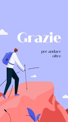 Biglietto di ringraziamento al dipendente blue simple,inspiring,mountain,graphic,illustration,bold