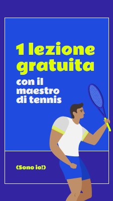 Lezione gratuita con il maestro di tennis blue vibrant,bold,block,frame,graphic,bright