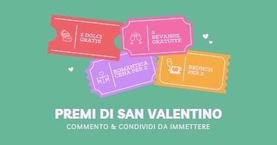 Omaggio a San Valentino green bright,playful,tickets,retro,shape,overlapping