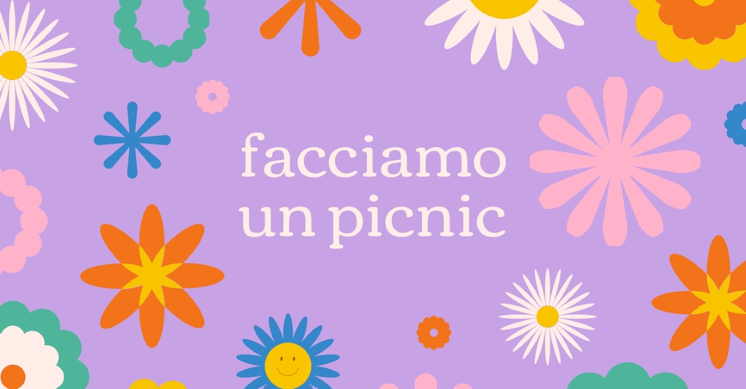 Facciamo un picnic purple retro,playful,graphic,floral,bright