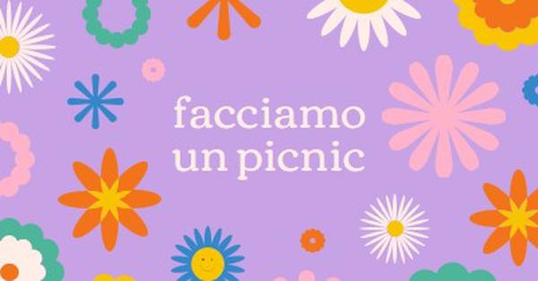 Facciamo un picnic purple retro,playful,graphic,floral,bright