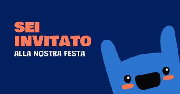 Sei invitato alla nostra festa blue whimsical,bold,monster