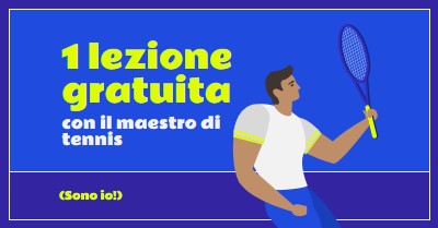 Lezione gratuita con il maestro di tennis blue vibrant,bold,block,frame,graphic,bright