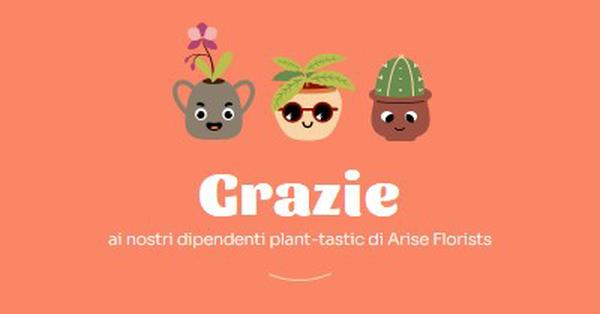 Biglietto di ringraziamento per i dipendenti orange bright,simple,plants,cute,fun,graphic