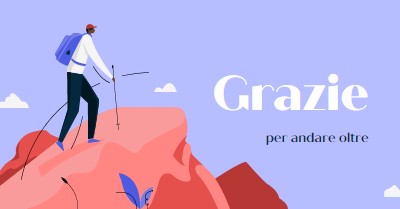 Biglietto di ringraziamento al dipendente blue simple,inspiring,mountain,graphic,illustration,bold