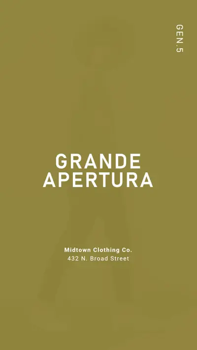 Grande apertura negozio di abbigliamento green modern-bold