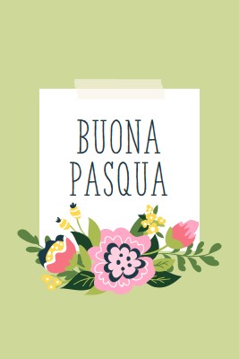 Fiori di Pasqua green whimsical-line